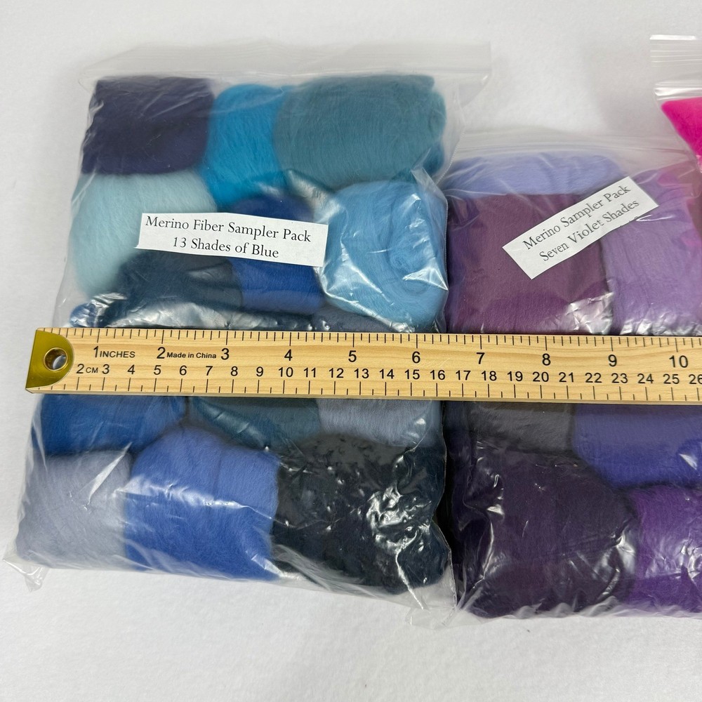 Merino Wool Fiber Sampler Packs Assorted Colors
