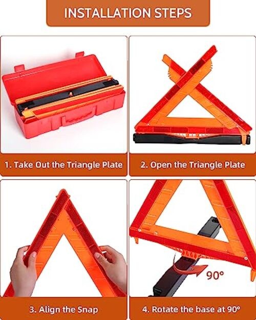Safety Triangles DOT Approved, 3 Pack Foldable Warning Reflective 17inch