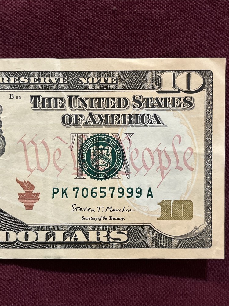 $10 Banknote Series 2017A Excessive Ink Bleed Through Almost Uncirculated￼
