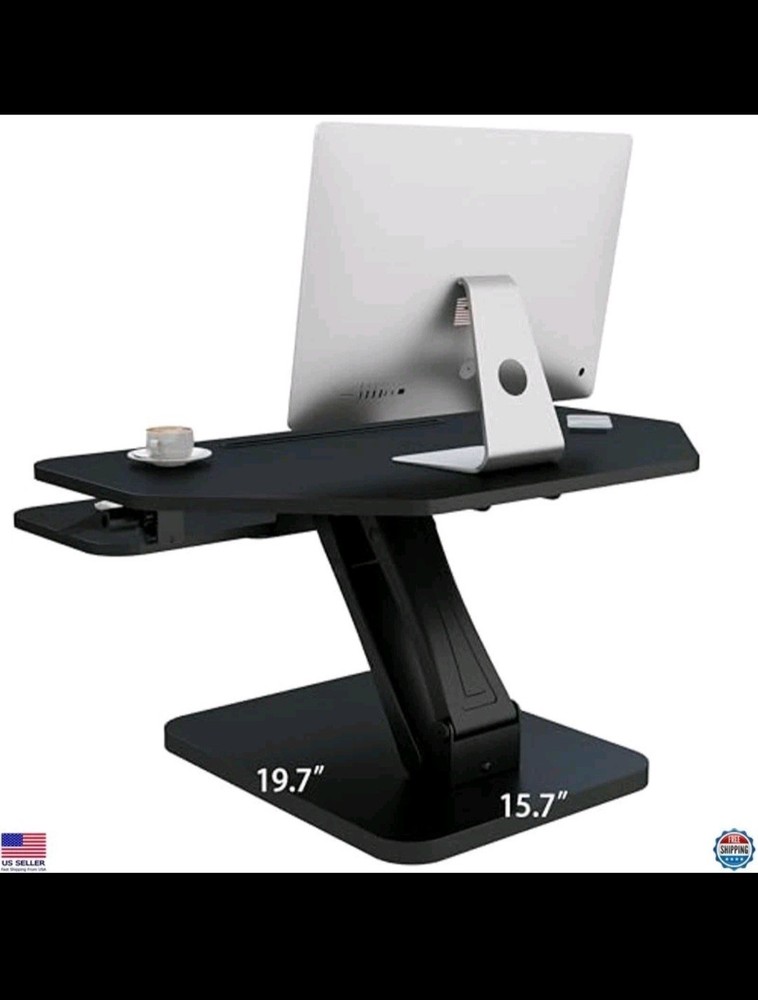GSD76 32" Black Corner Standing Desk Converter - Adjustable Sit-Stand Riser
