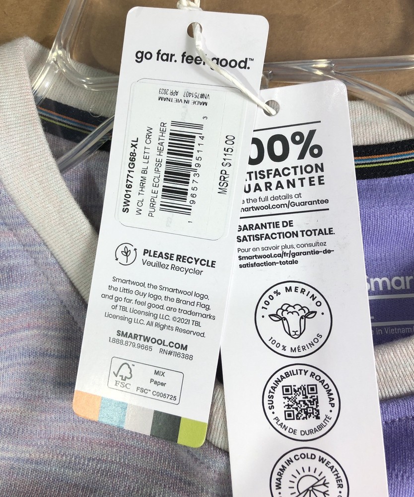 SmartWool Base Layer Top Purple Eclipse Heather Women Size XL - NWT