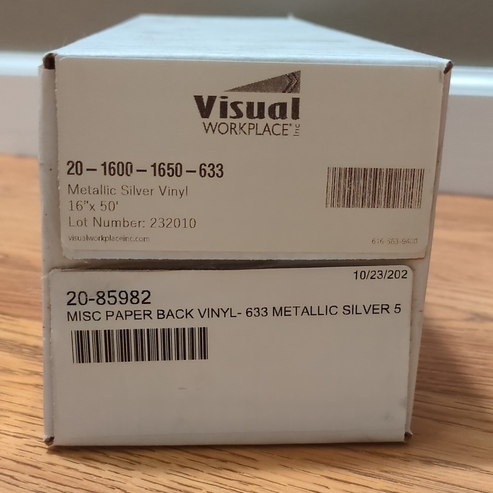 Visual Workplace Metallic Silver Permanent Vinyl 16" x 50' Roll 3.0 mils