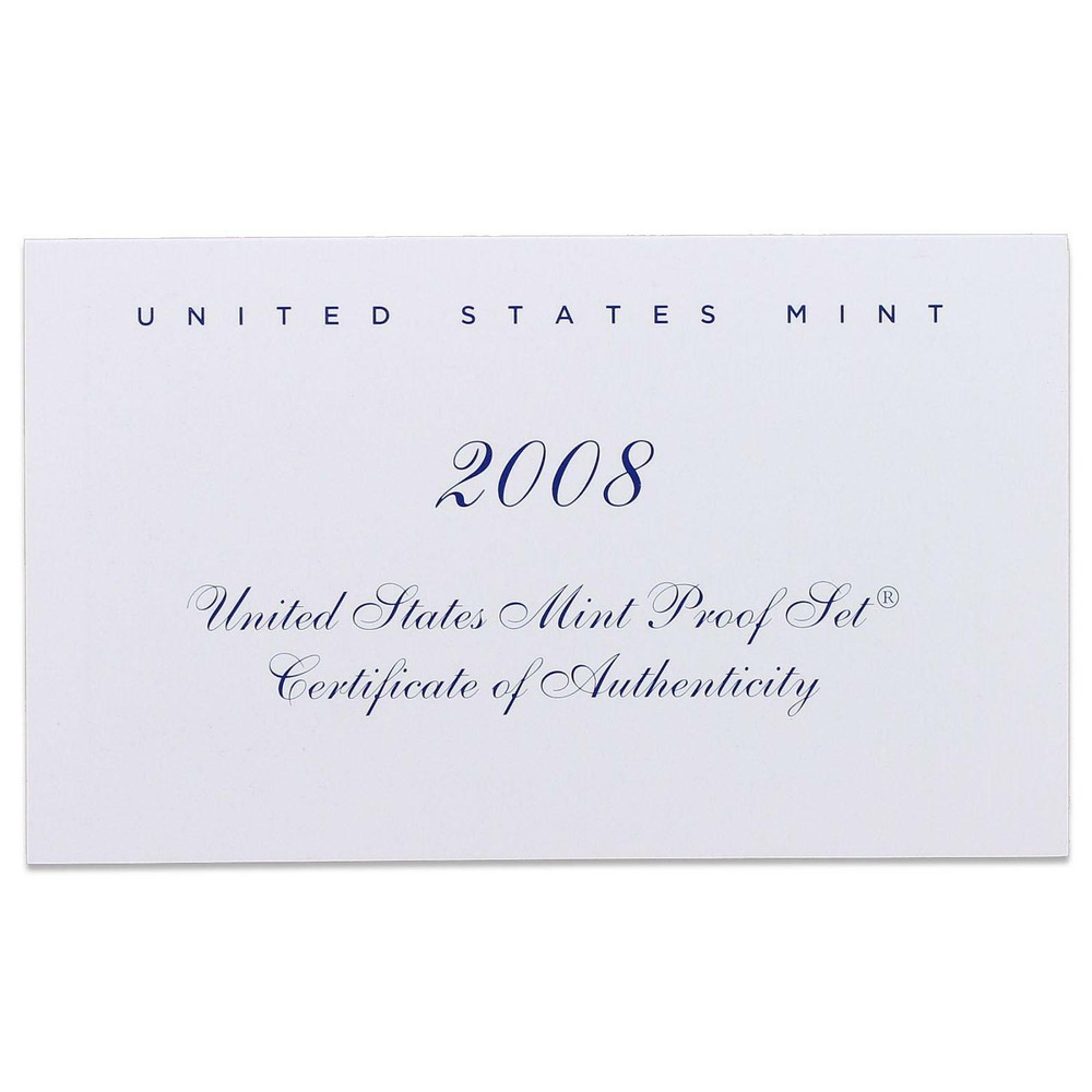 2008 S Proof Set Original Box & COA 14 Coins CN-Clad
