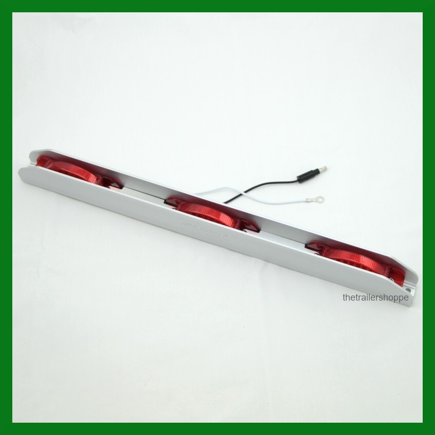Red 3 Light Combination Clearance ID Bar Marker 21 LED Trailer Aluminum Housing