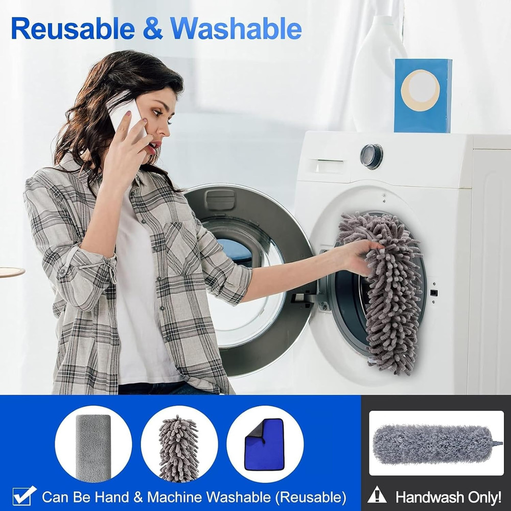 7 Pcs Microfiber Feather Duster Kit 100in Telescopic Pole Extendable