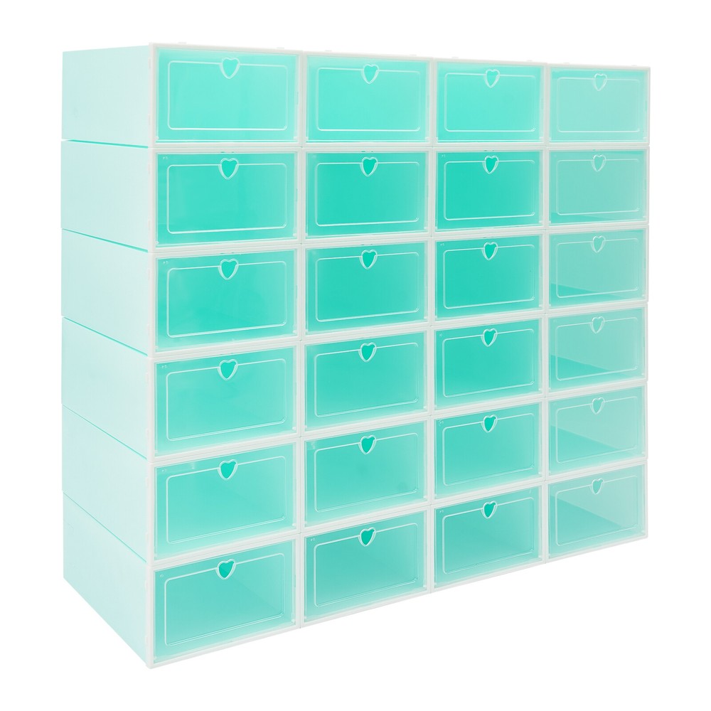 24PCS Stackable Shoe Storage Organizer Boxes with Clear Doors, 33×23×14 cm