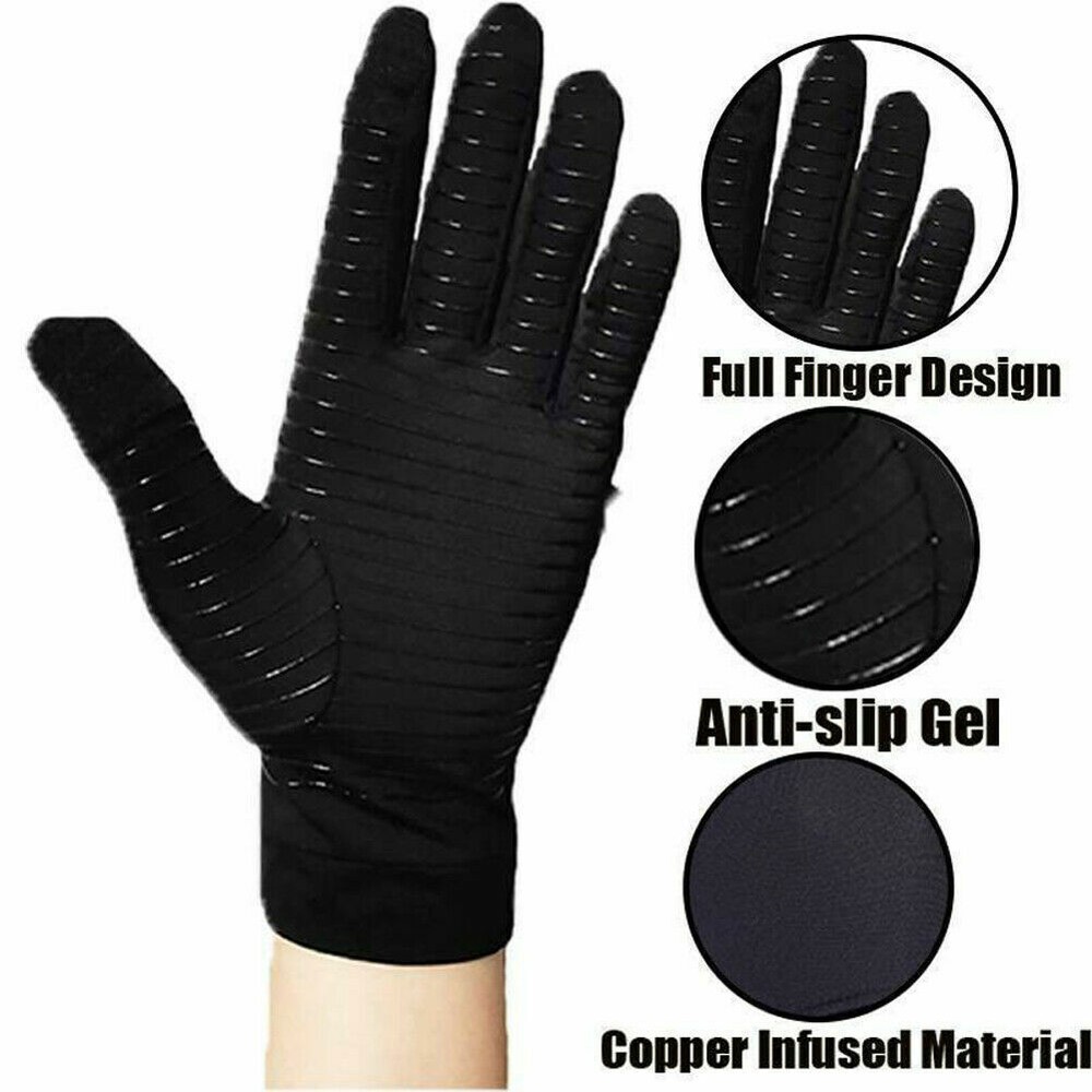 Copper Compression Arthritis Gloves Hand Support Fit Joint Pain Relief ( Pair )
