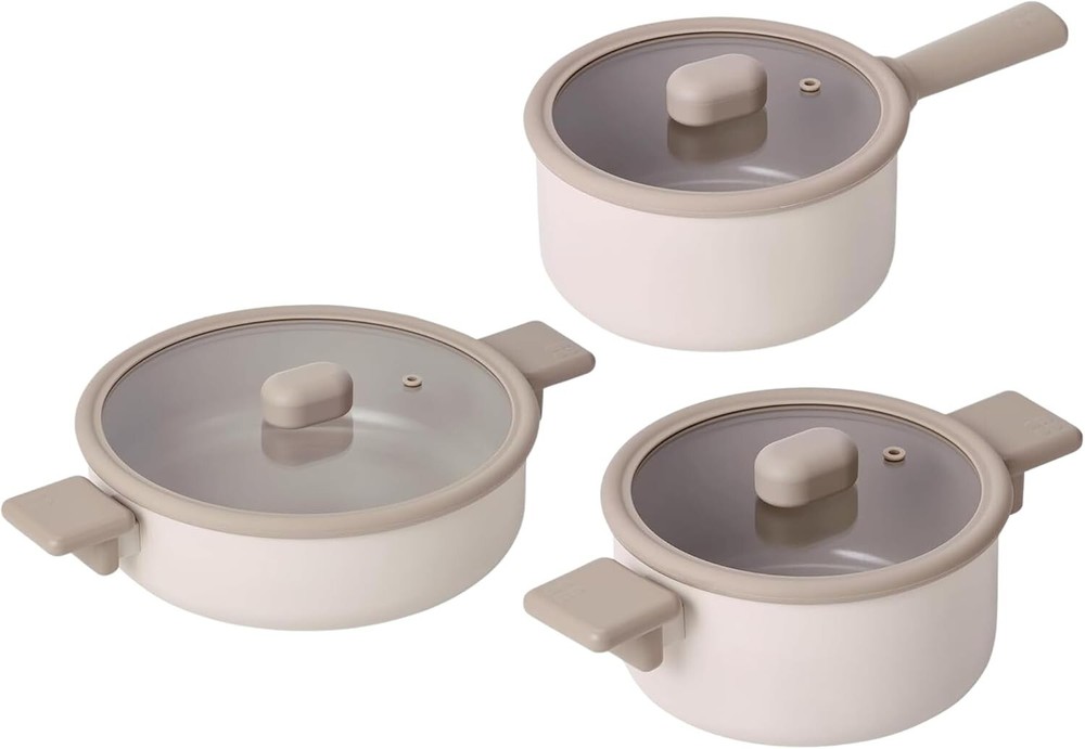 Chou Chou Kitchen Essential 6-Pieces Cookware Set with Lid, Ceramic Coating