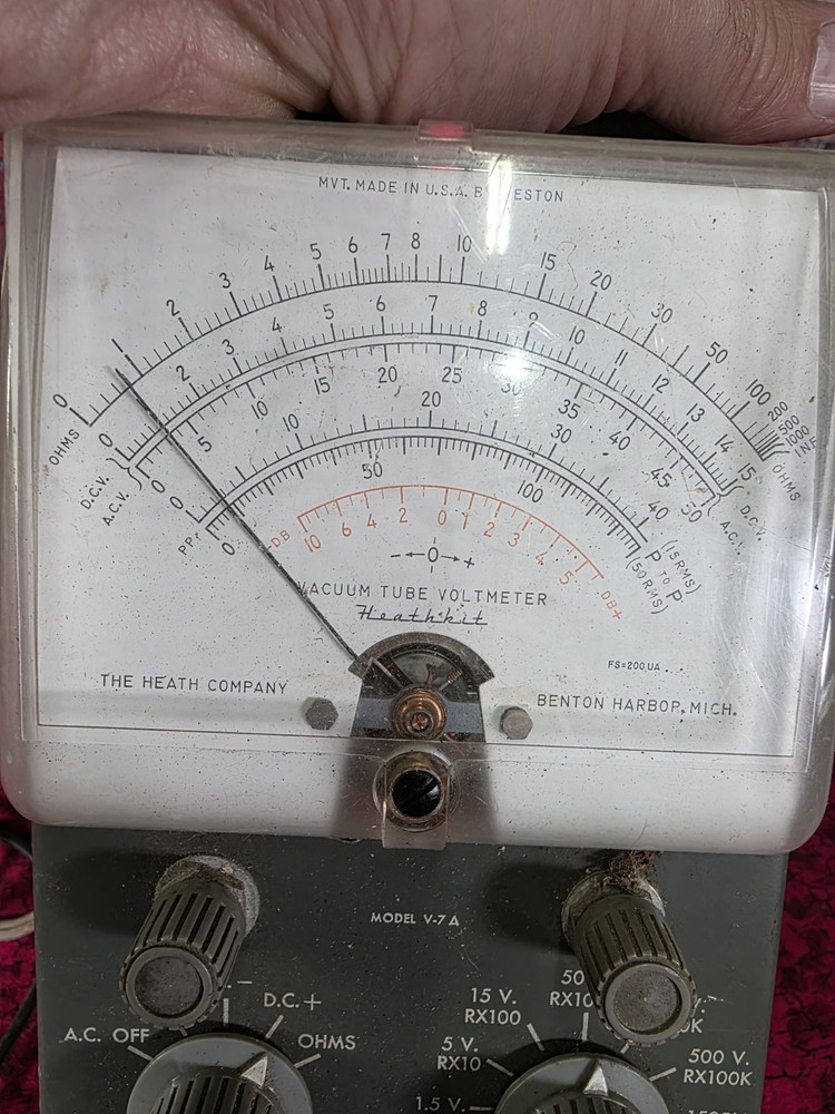 Vintage Heathkit Model V-7A Vacuum Tube Voltmeter Powers On
