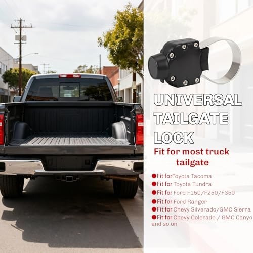 Universal Tailgate Lock for Trucks - Anti-Theft Security, Quick Install, Fits To