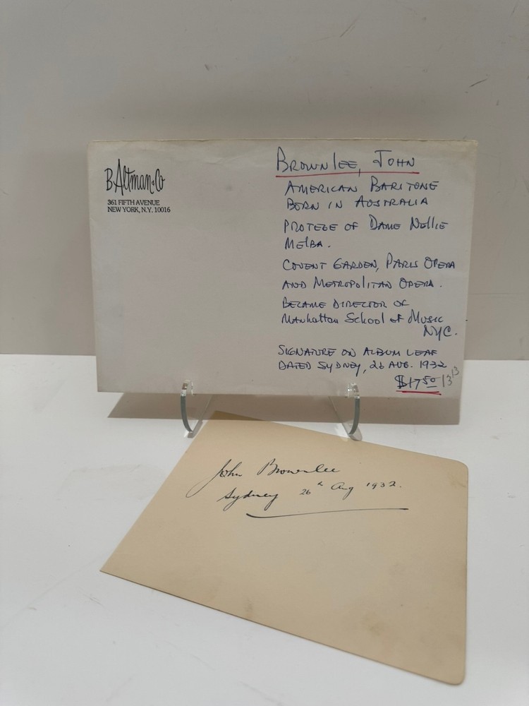 John Brownlee Signed Card with B Altman Envelope 1932 Opera Baritone