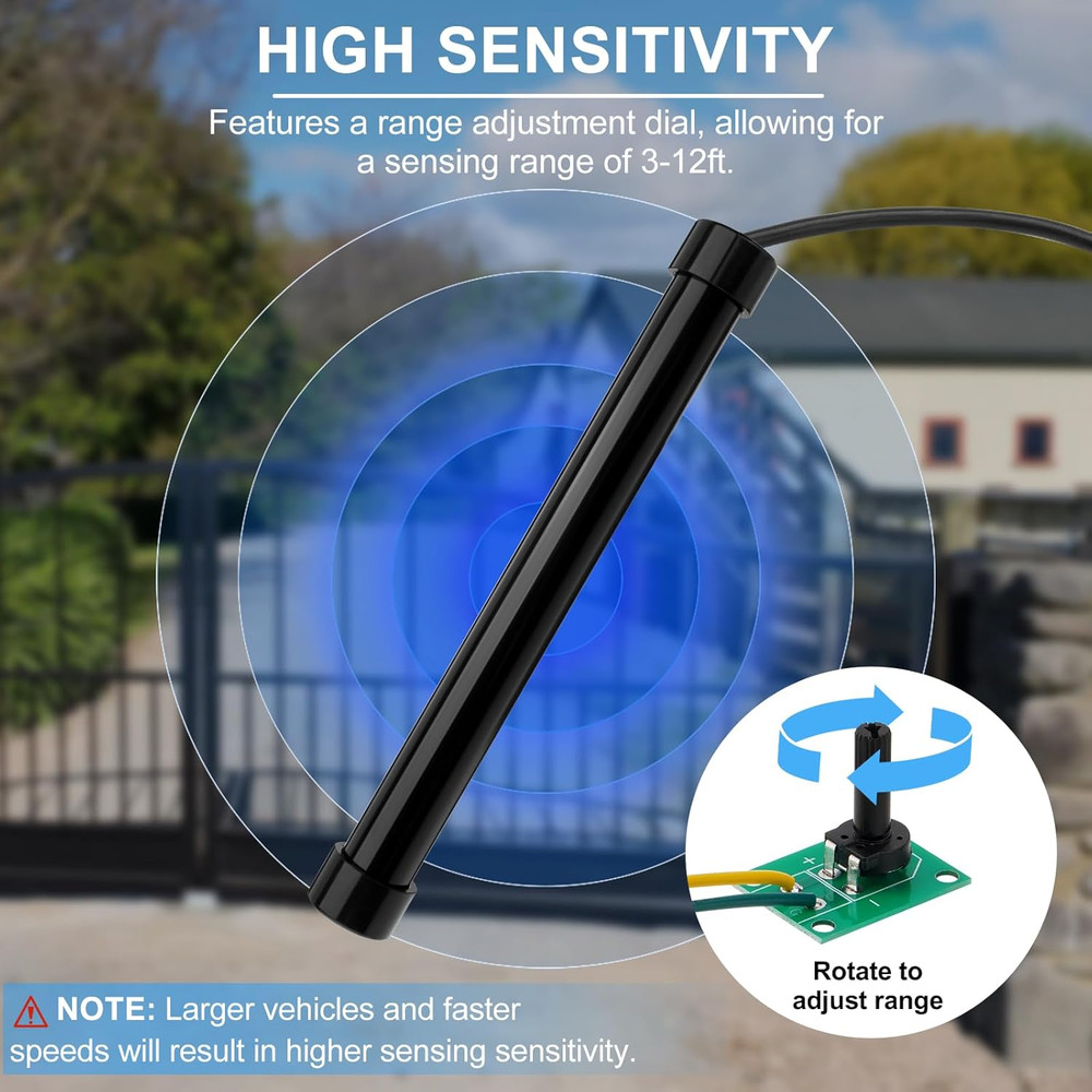 Vehicle Sensor for Automatic Gate Opener, Driveway Gate Exit Wand with 50FT Cabl