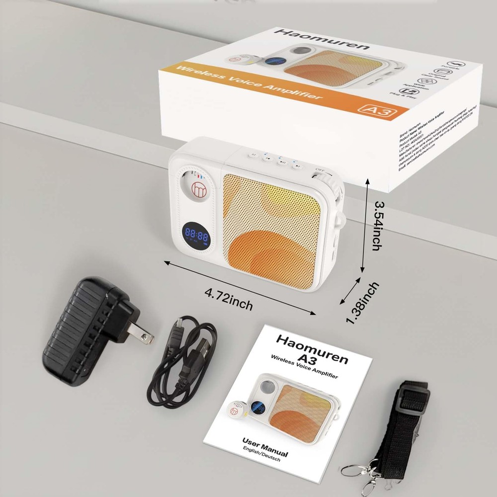 Voice Amplifier with Wireless Lavalier Lapel Microphone for Teaching,Public S...