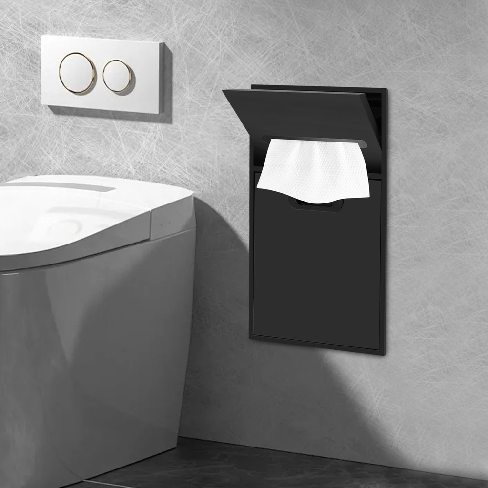 Recessed Wall-Mounted Trash Can with Tilt-Out Design for Space Saving