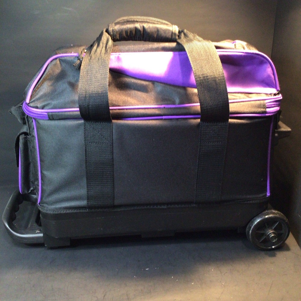 BSI Dash Double Ball Roller Bowling Bag, Black And Purple, Extendable Handle