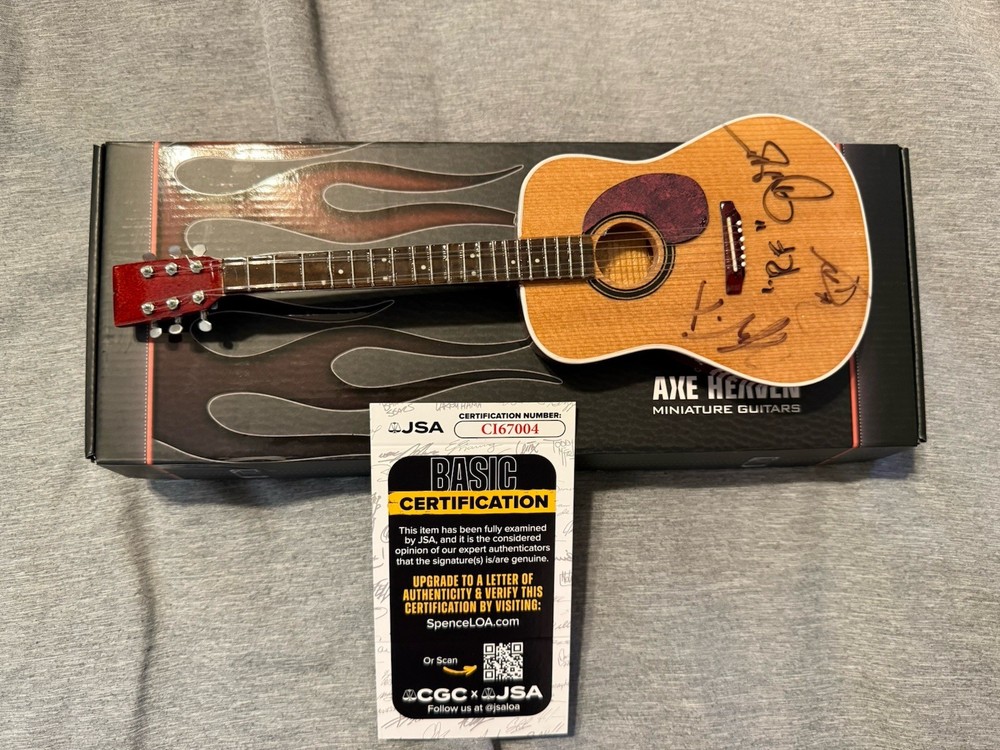 Rascal Flatts Signed and Inscribed RF Axe Heaven Mini Guitar JSA COA