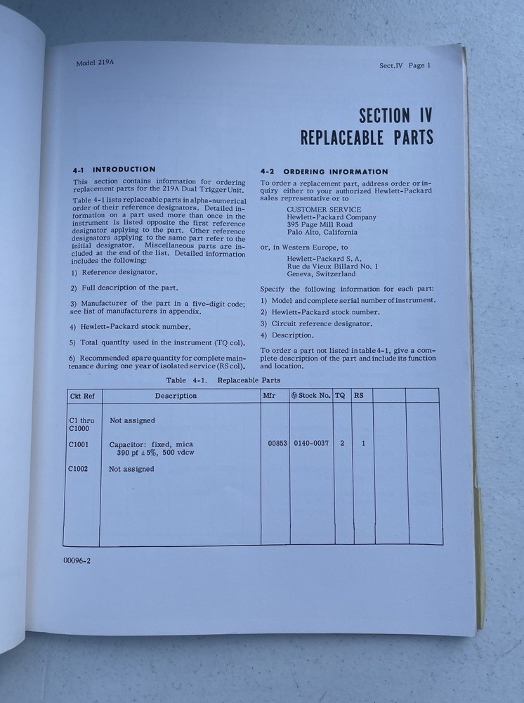 HP 219A/B/C Digital Delay Plug-In Units Operating & Servicing Manual