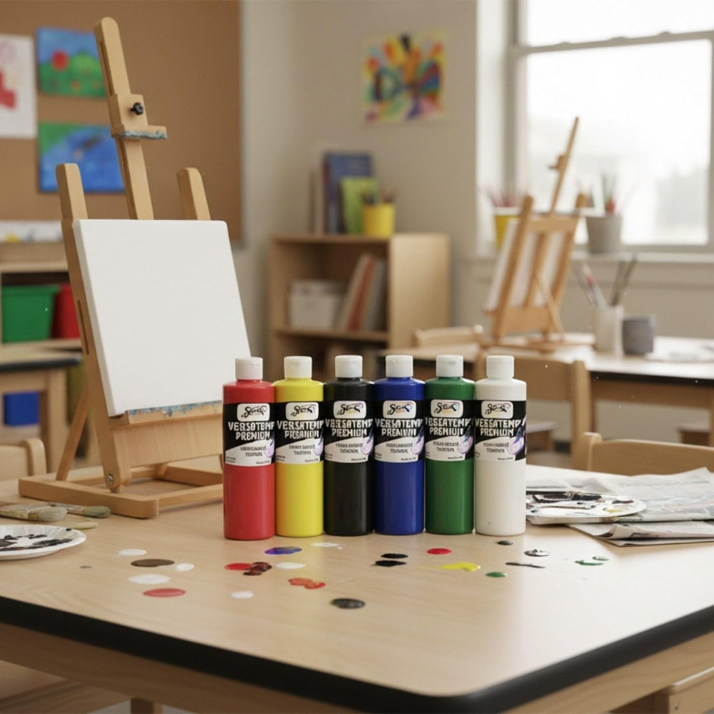 Versatemp Premium Heavy-Bodied Tempera Paints, Assorted Colors, 6 Pints