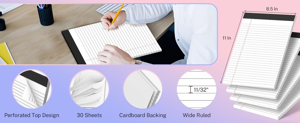 Legal Pads White Note Pads Notepad Micro Perforated Writing Pads