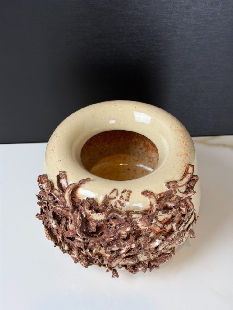 Brutalist Studio Pottery "Lava" Shredded Clay Bowl