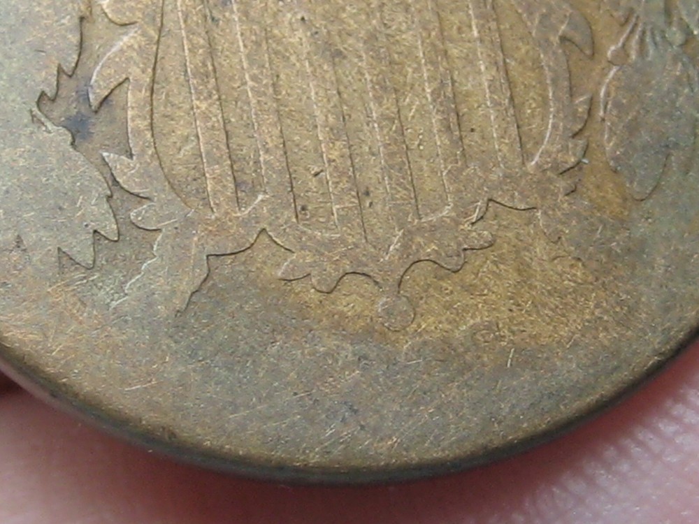 1866 Two 2 Cent Piece- Lowball, About Good Details, Toned