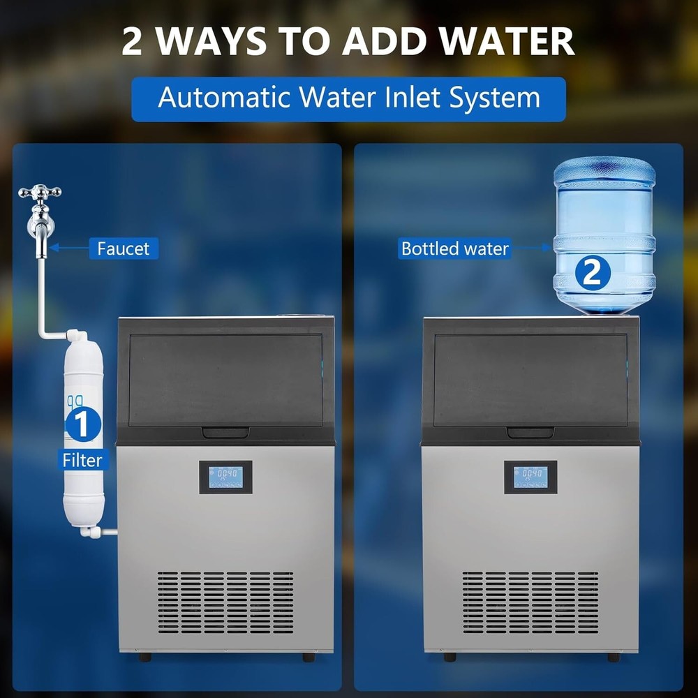 Commercial Ice Maker Machine Ice Machine with 33 LBS Storage Capacity 100LBS/24H
