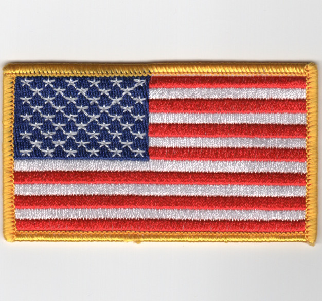 3.5" AMERICAN FLAG WITH YELLOW BORDER EMBROIDERED PATCH