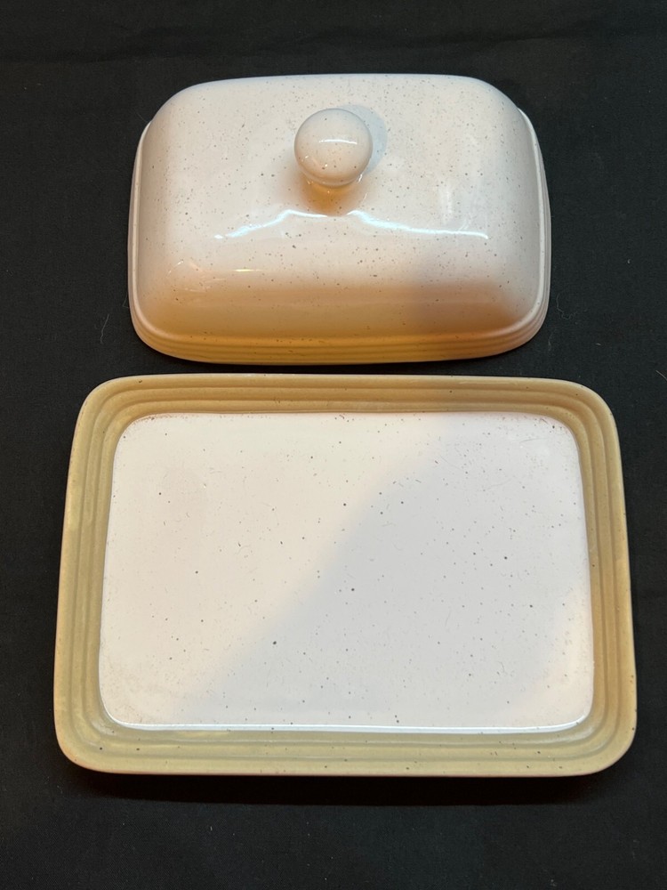 Ceramic Butter Dish With Lid Speckled Design Rectangular Hand Wash Only