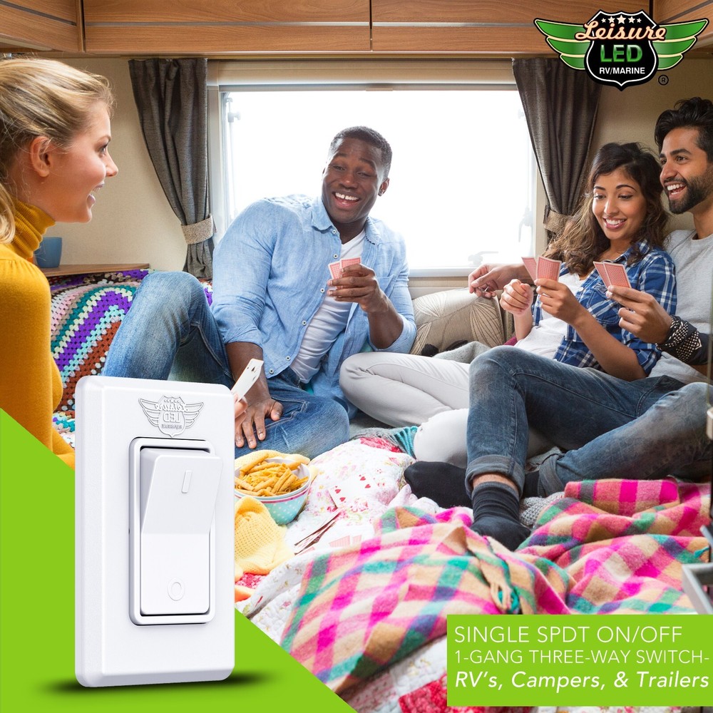 Single 1 Gang On-Off 12V White Light 3-Way Switch -RV Camper Trailer Marine Boat