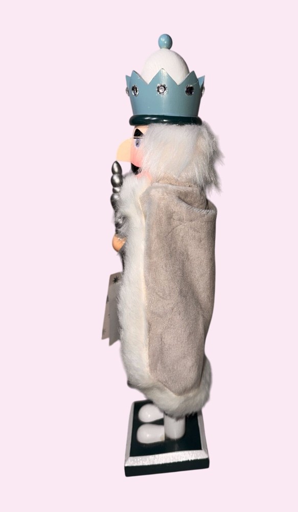 White Pine King Nutcracker 14” Blue Silver Crown Cape Christmas Decor