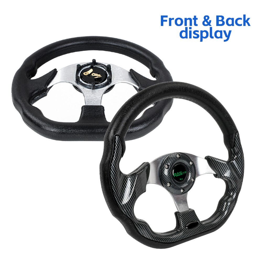 13" Aluminum Universal D Shape Racing Steering Wheel w/Quick Release Adapter Kit