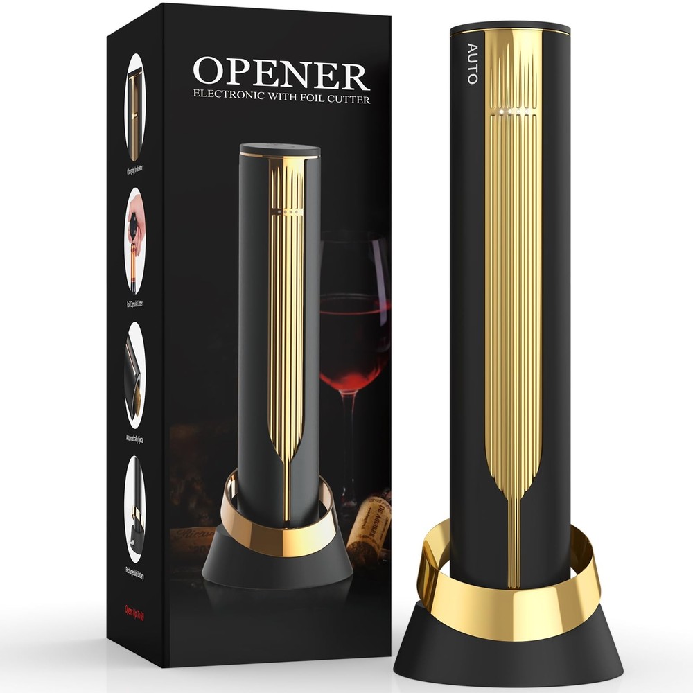 Rechargeable Wine Opener with Charging Base & Foil Cutter, Automatic Corkscre...