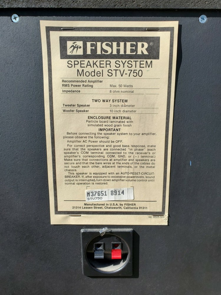 Fisher STV-750 Floor Speakers 33" Tested