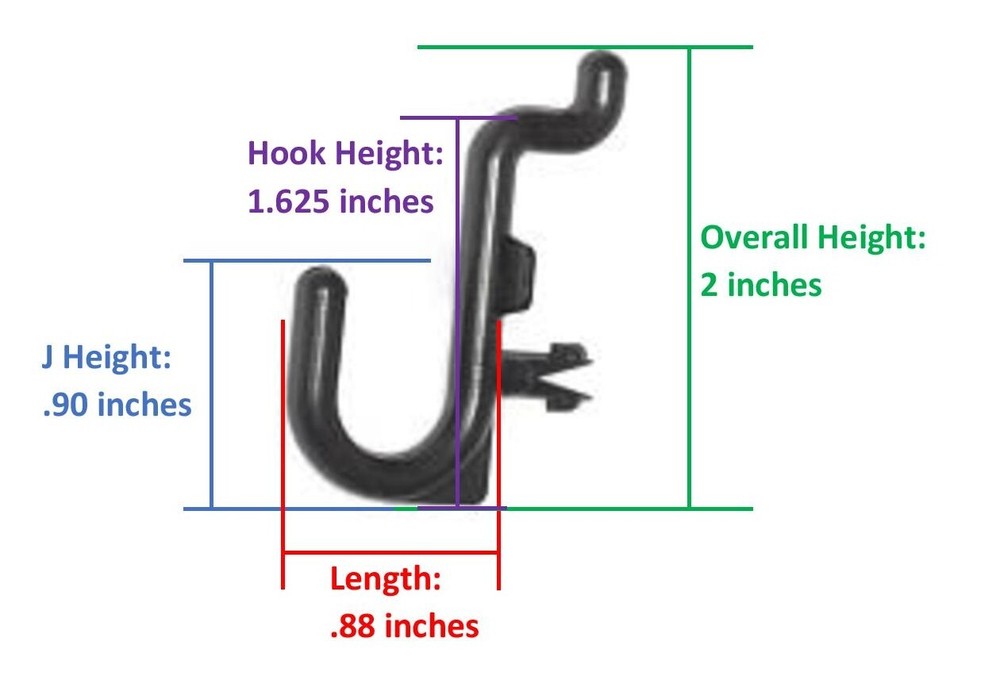 Plastic Black J Hook Peg Board Hook Kit Tool Storage Craft Hooks Pick A Pack