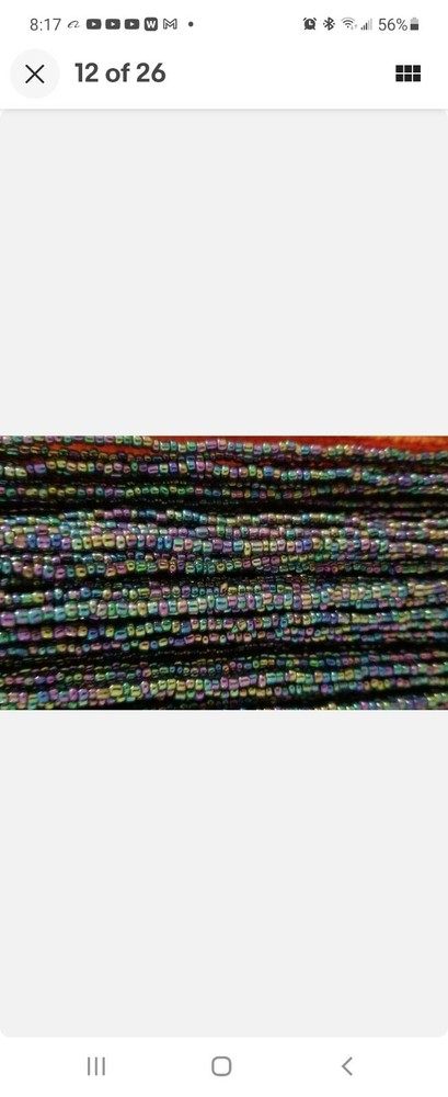 Multi-colored stretchy elastic waist beads, one size, 8pcs