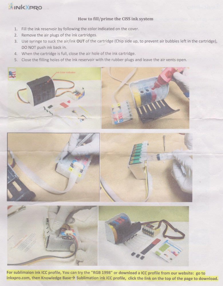 Epson Artisan 1430 printer Ink system CISS. Empty