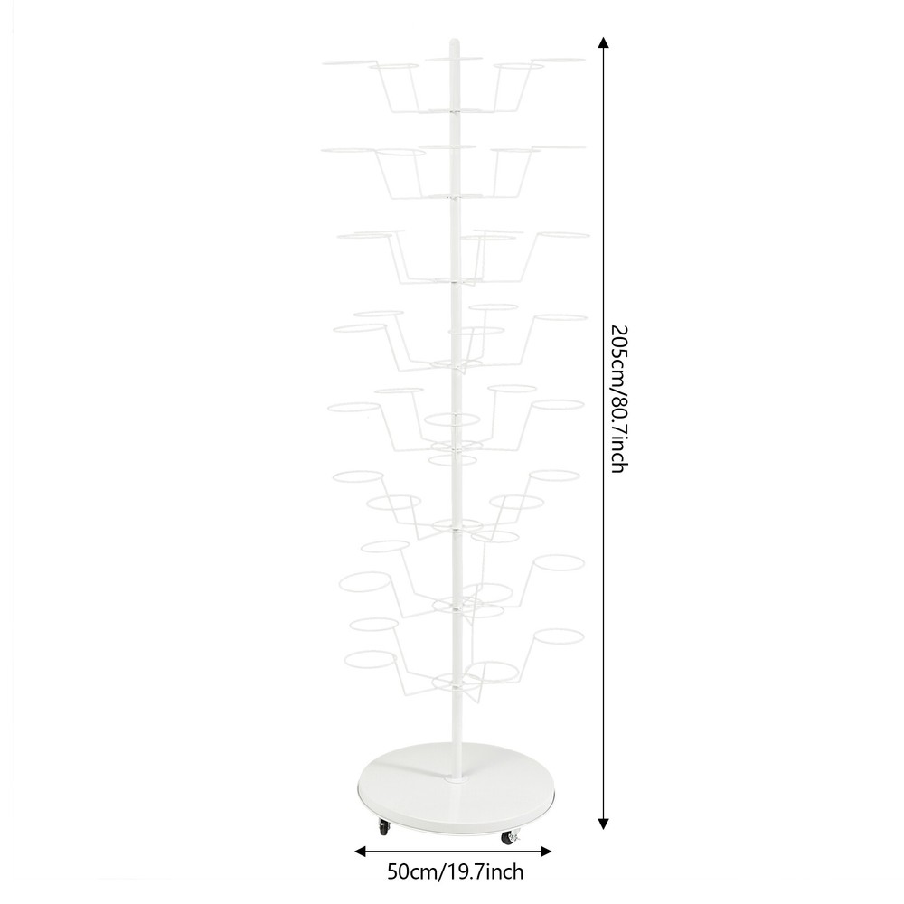 White Hat Rack, Freestanding Hat Display Stand, 8-tier Hat Holders