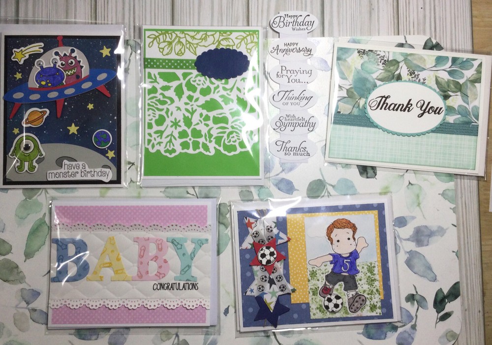 Handmade 5 Single Completed Cards - Mixed Grouping 9