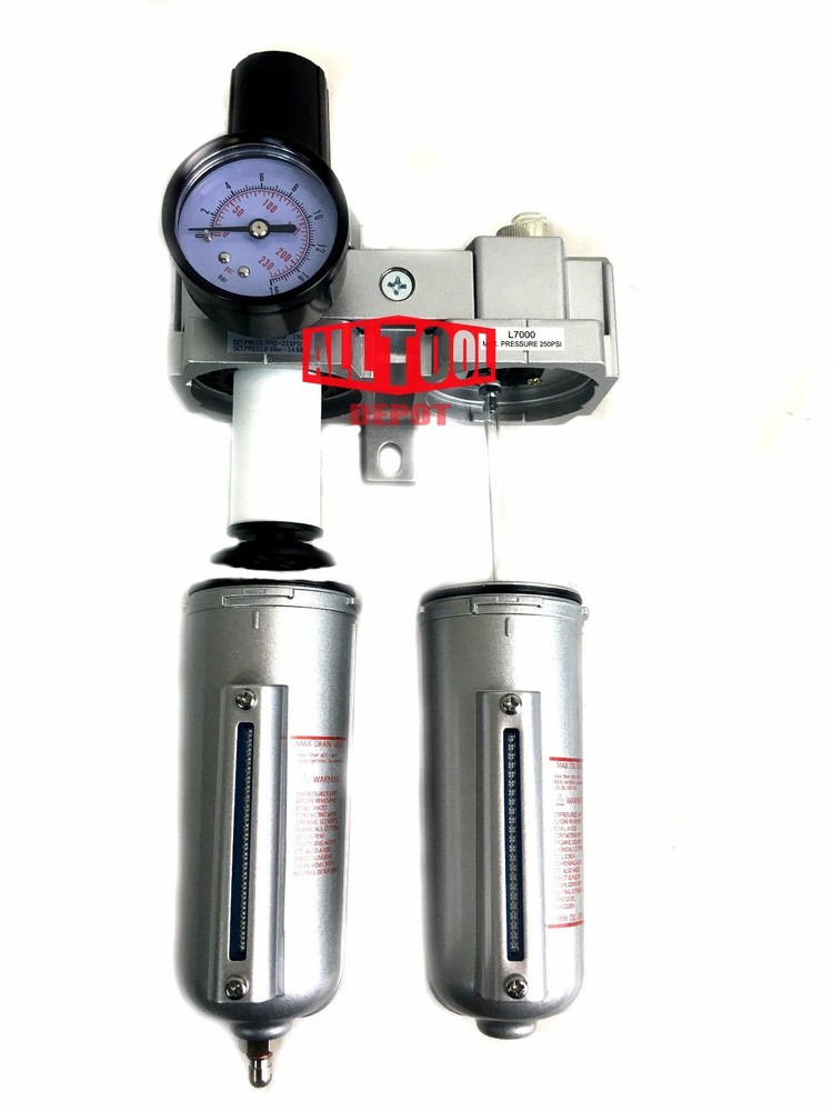1/2" Compressed Air Moisture Filter Regulator Oiler Separator Lubricator Combo