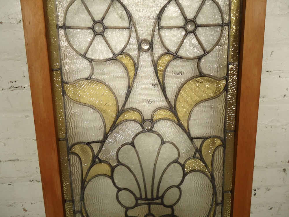 Antique Stained Glass Window Panel 22" x 34"