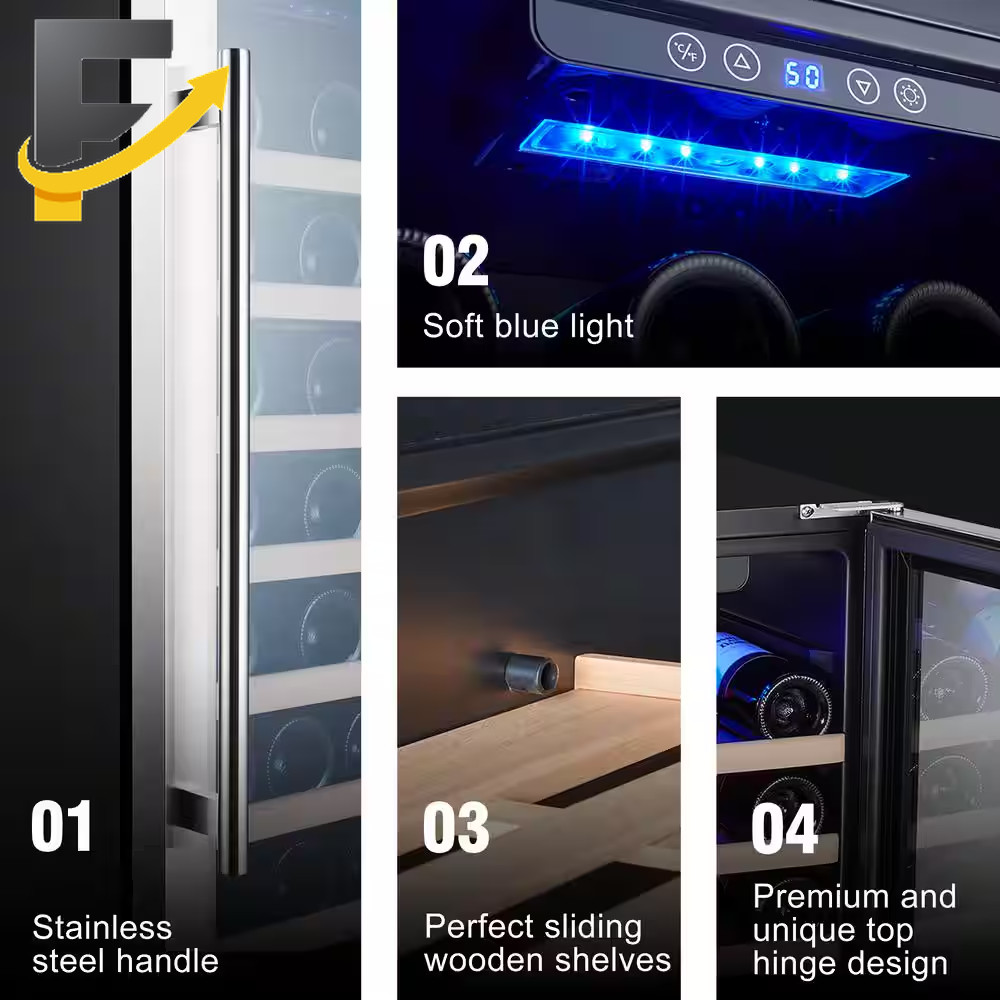 Kalamera 50 Bottle Compressor Wine Refrigerator Single Zone with Touch Control