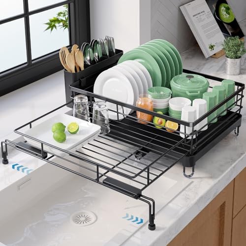 Extendable Dish Drying Rack - Rust-Resistant Dish Racks for Kitchen Counter