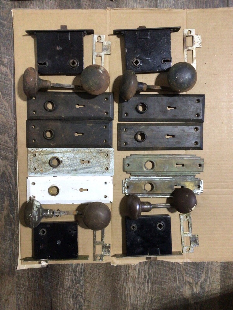 Antique door knob sets (4)