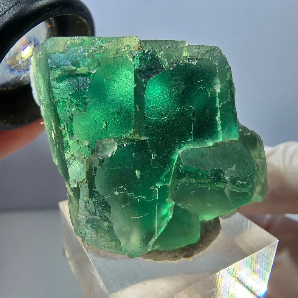 Clear Phantom Fluorite Cube parquetted, green Okorusu, Namibia 38*31*30mm