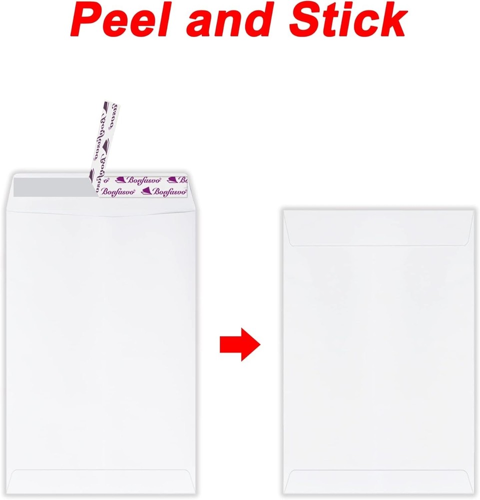 300 Pack White Catalog Envelopes 10x13 - Printable Self-Seal for Invites & Docs