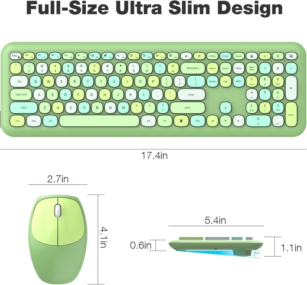 Wireless Keyboard and Mouse Combo Silent, Slim Compact 2.4G USB Full Size Wir...