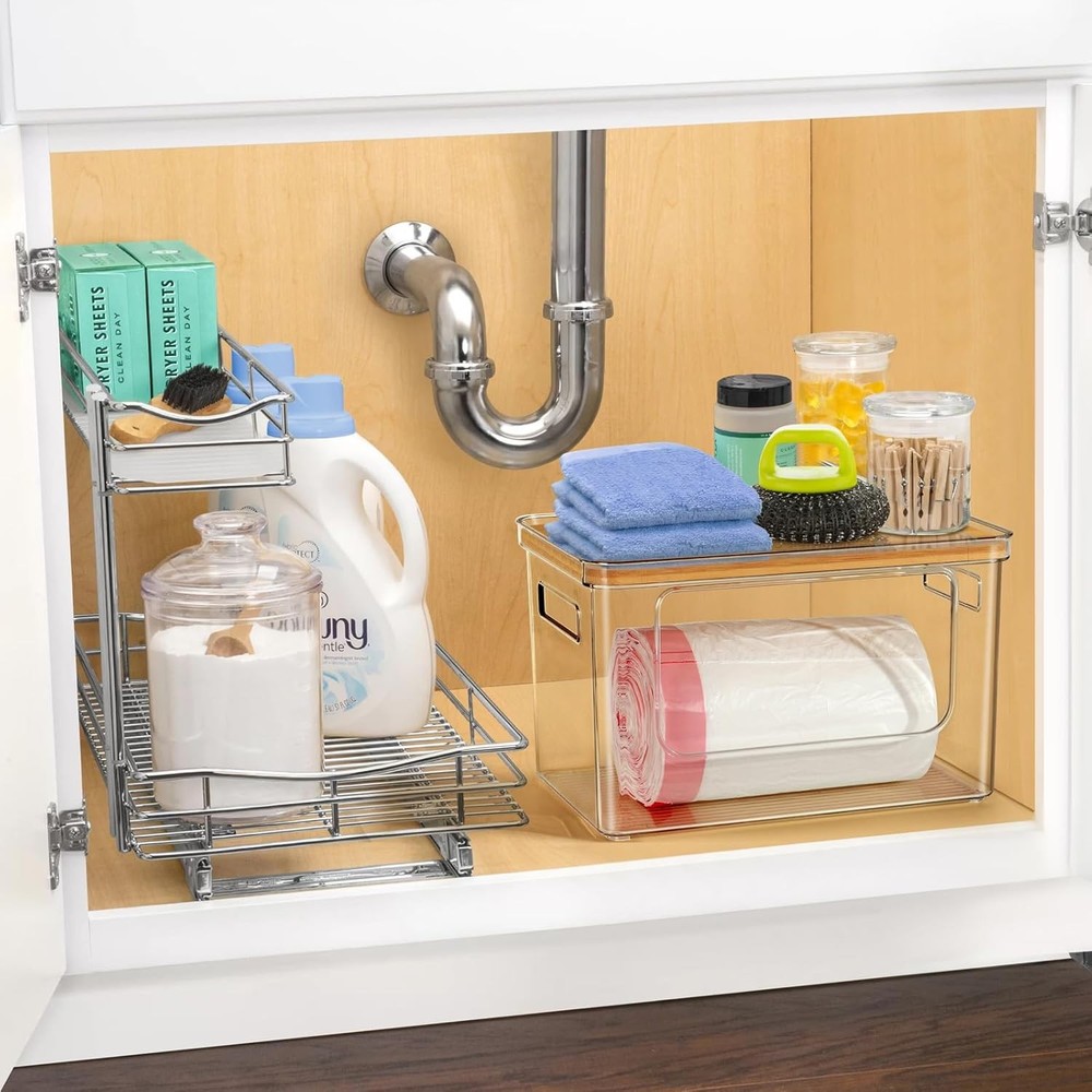 Hudgan Stackable Storage with Bamboo Top for Laundry Room Organization, Extra La