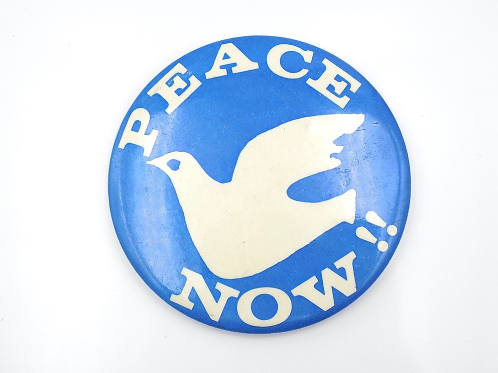 Original Vietnam War Protest PEACE NOW 3-1/2" Button
