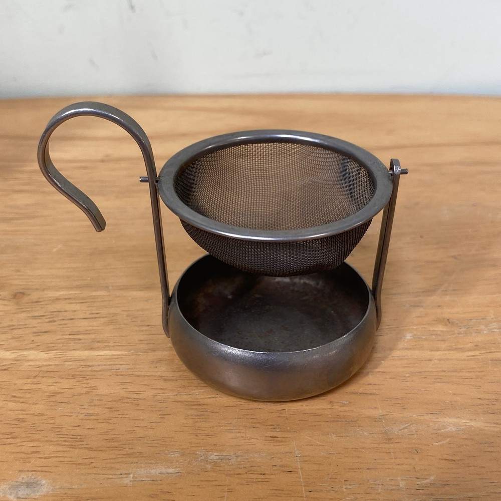 Vintage Swivel Tea Strainer Mesh Basket Curved Handle Main Tool Mfg Kitchenware