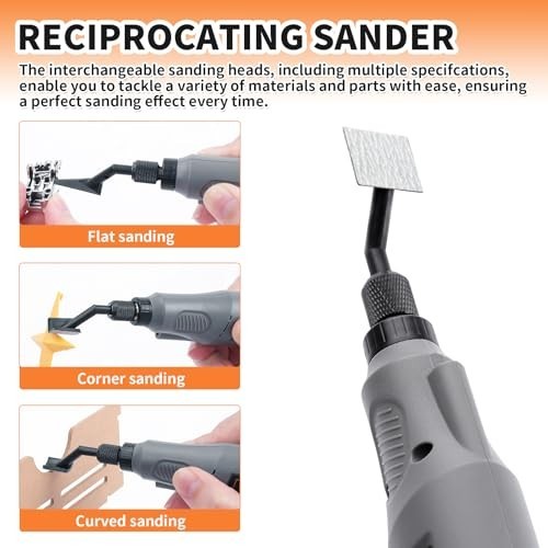 Variable Speed Reciprocating Sander with USB Charging & LED Light, 6 Sanding Hea
